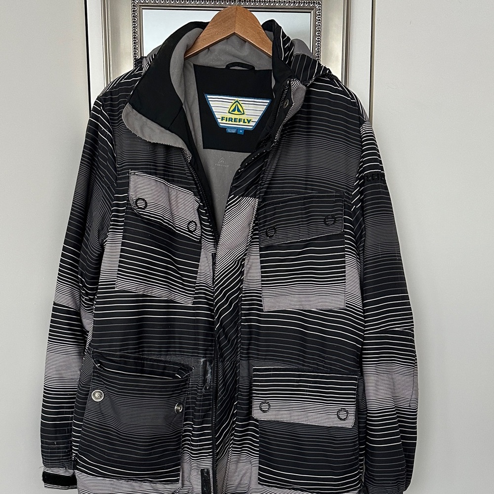 Firefly Men's Striped Black and Gray Ski Jacket